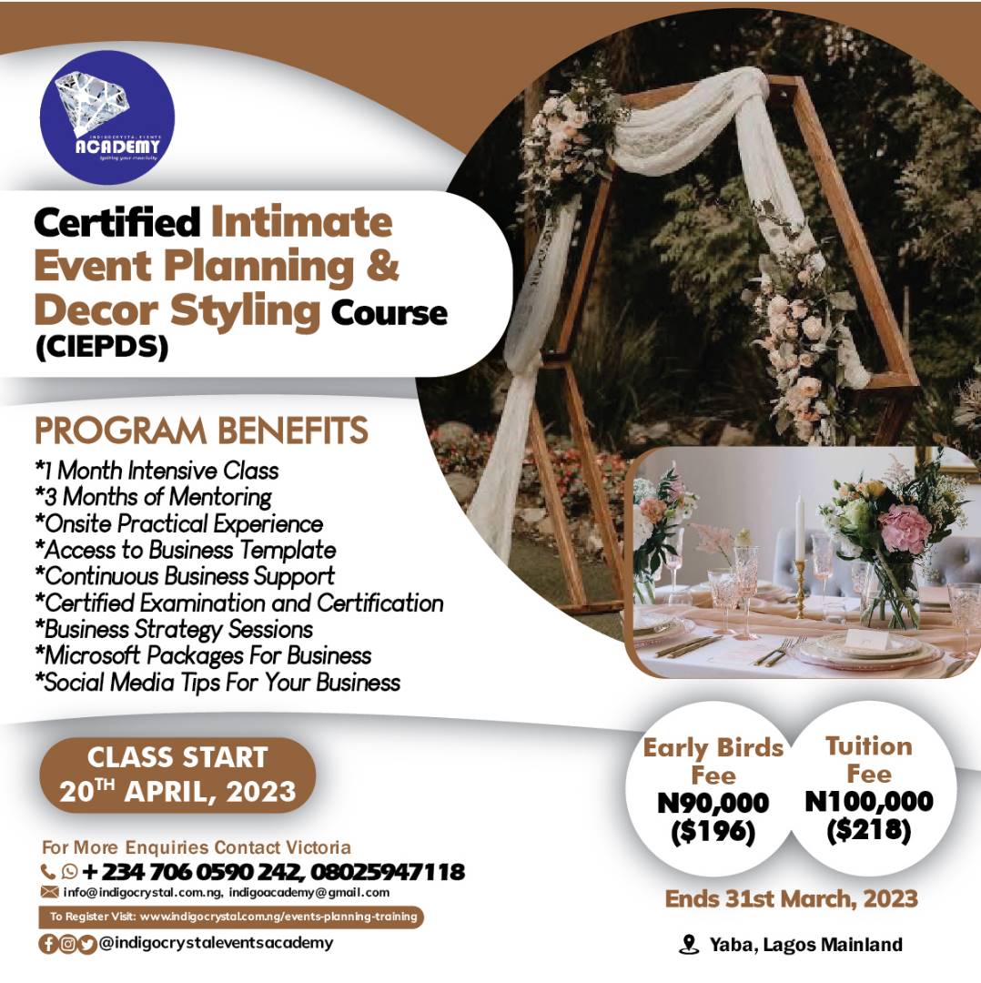 Intimate Event Planning and Décor Styling Course in Lagos