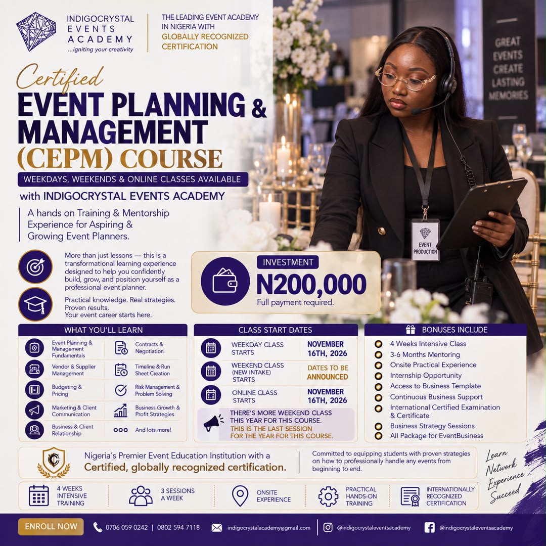 Event planning training in lagos